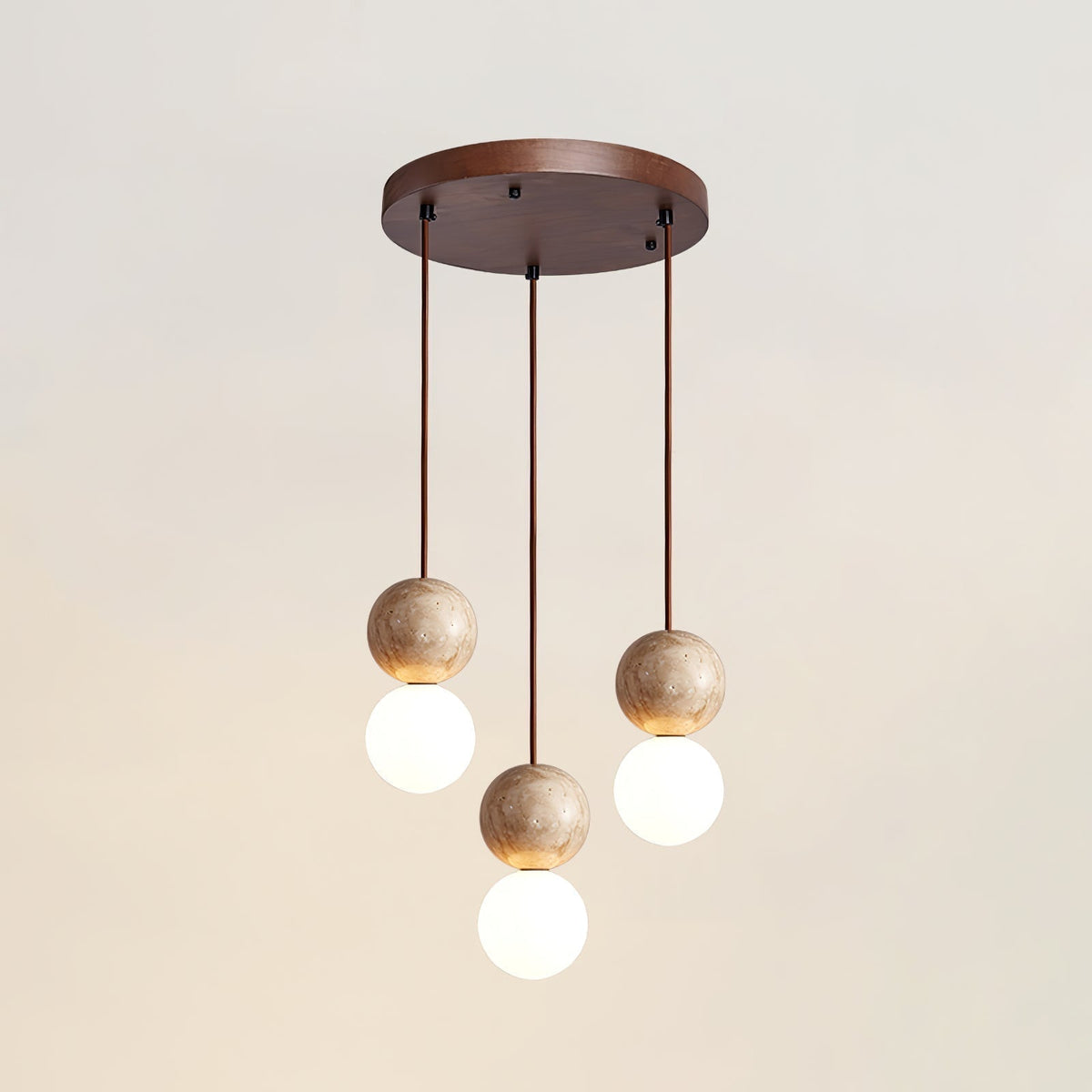 Warm Glow Travertine Ceiling Pendant Light