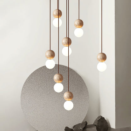 Warm Glow Travertine Ceiling Pendant Light