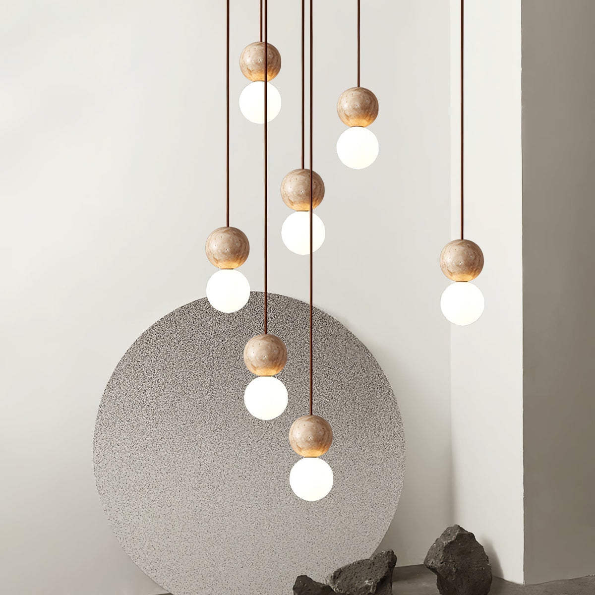 Warm Glow Travertine Ceiling Pendant Light