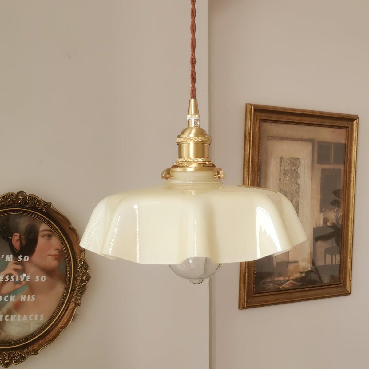 Pendant Pleated Ivory Lamp Farmhouse Charm With
