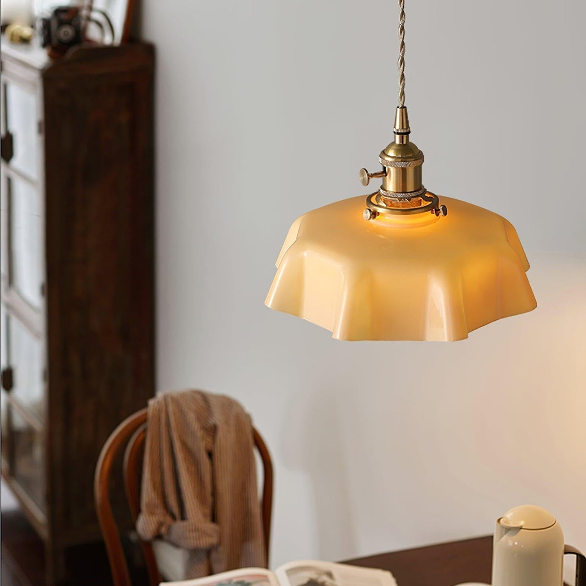 Pendant Pleated Ivory Lamp Farmhouse Charm With