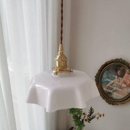 Pendant Pleated Ivory Lamp Farmhouse Charm With