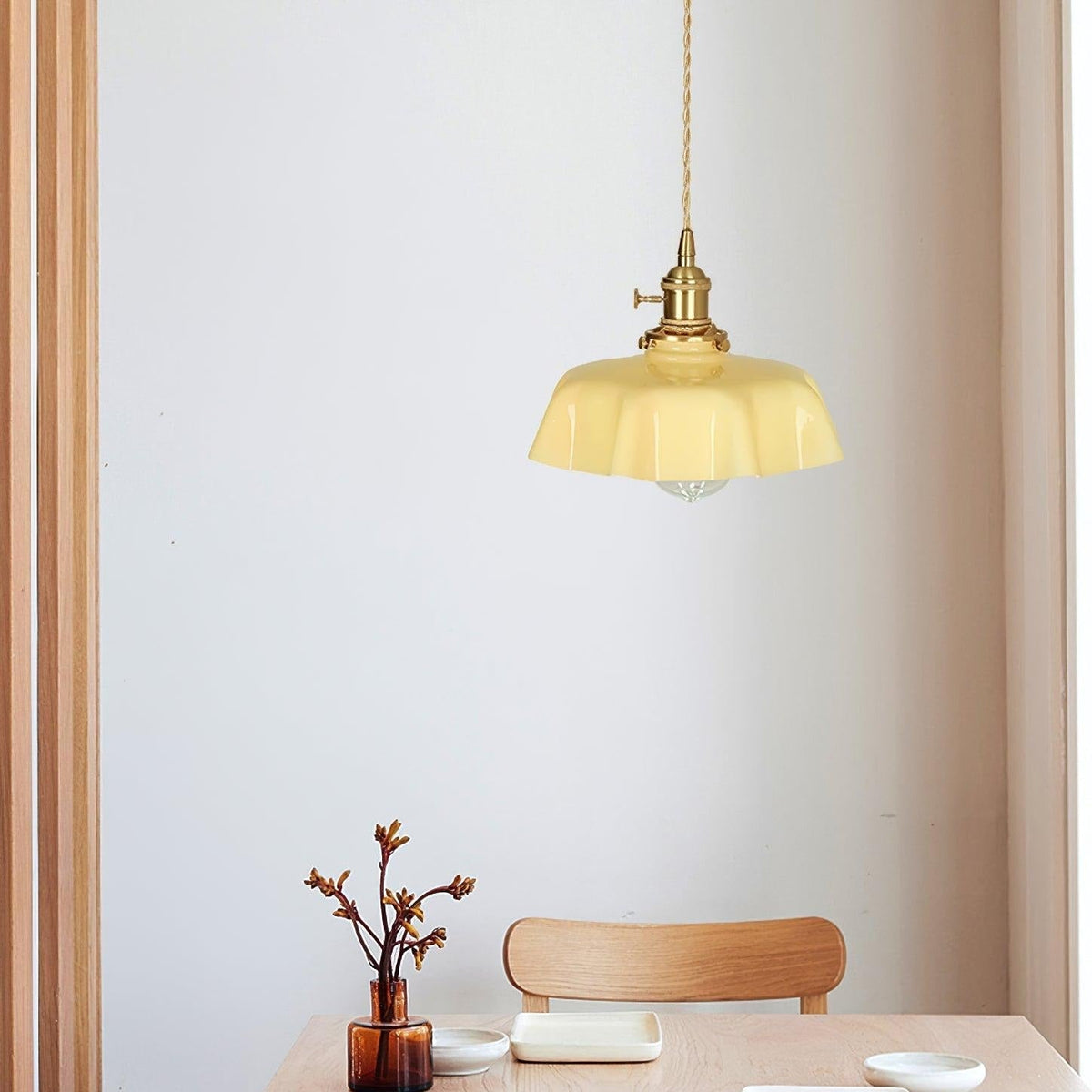 Pendant Pleated Ivory Lamp Farmhouse Charm With