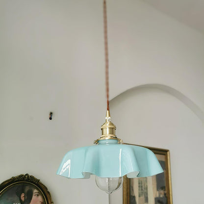 Pendant Pleated Ivory Lamp Farmhouse Charm With