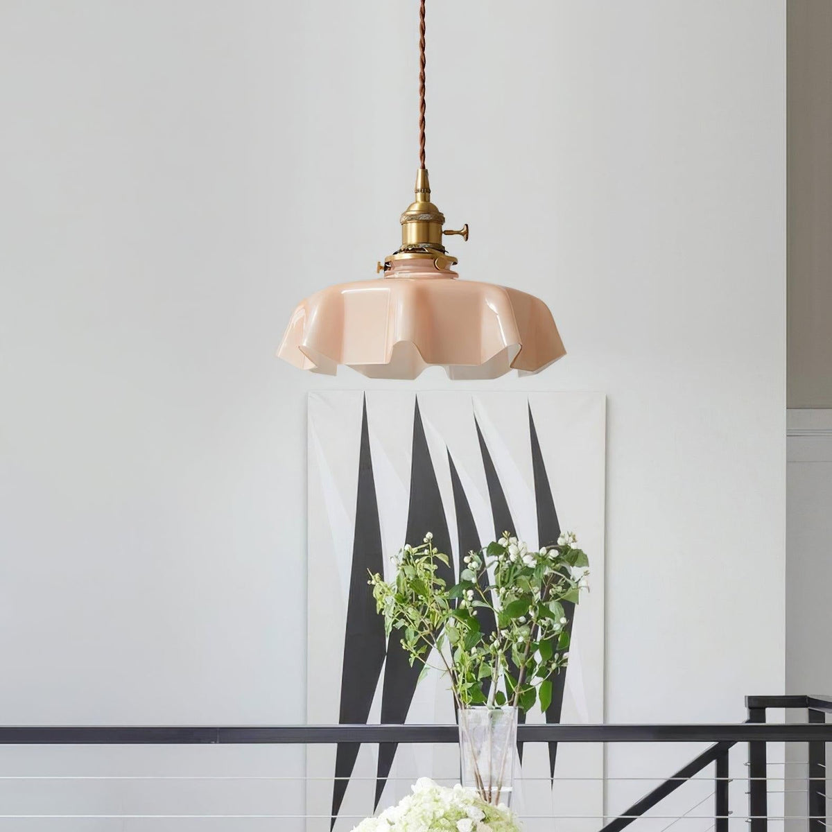 Pendant Pleated Ivory Lamp Farmhouse Charm With