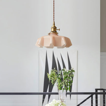 Pendant Pleated Ivory Lamp Farmhouse Charm With