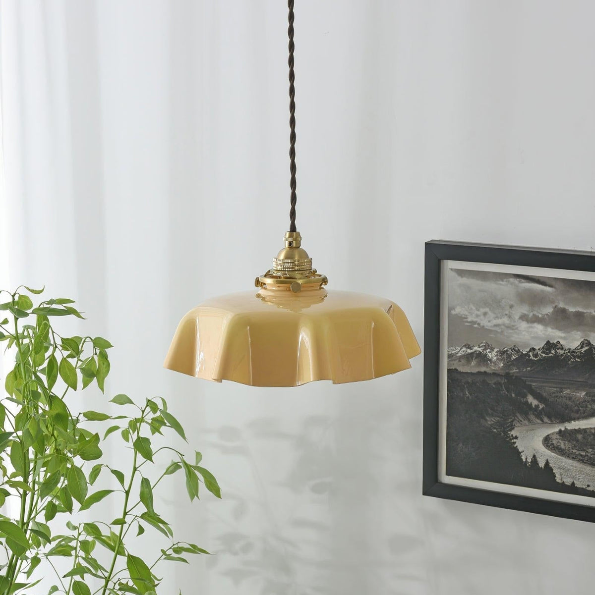 Pendant Pleated Ivory Lamp Farmhouse Charm With