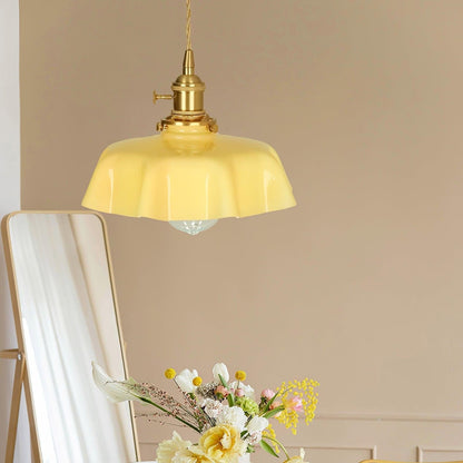 Pendant Pleated Ivory Lamp Farmhouse Charm With
