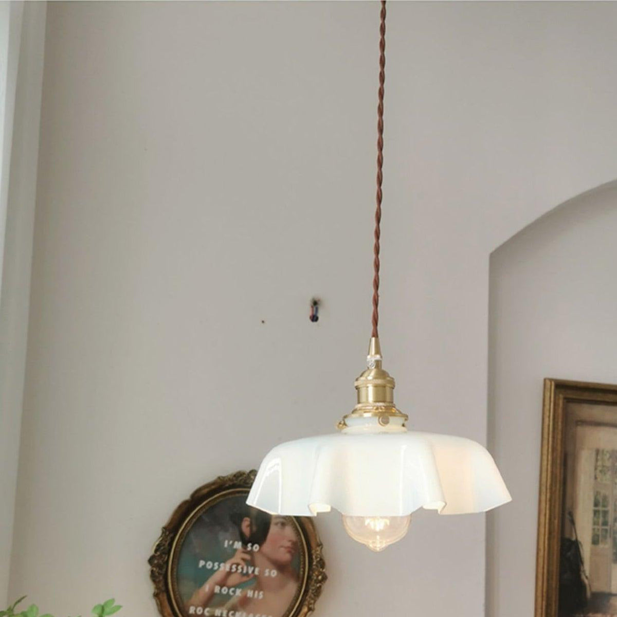Pendant Pleated Ivory Lamp Farmhouse Charm With