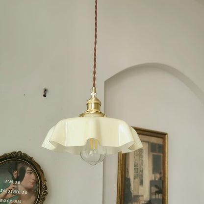 Pendant Pleated Ivory Lamp Farmhouse Charm With