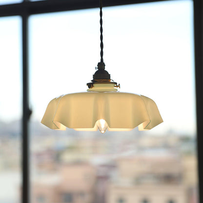 Pendant Pleated Ivory Lamp Farmhouse Charm With