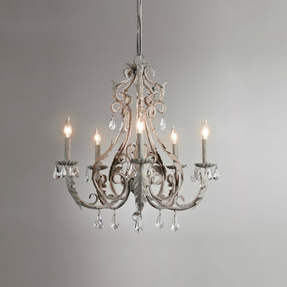 Chandelier With Candle Holder And Crystal Bead Pendant
