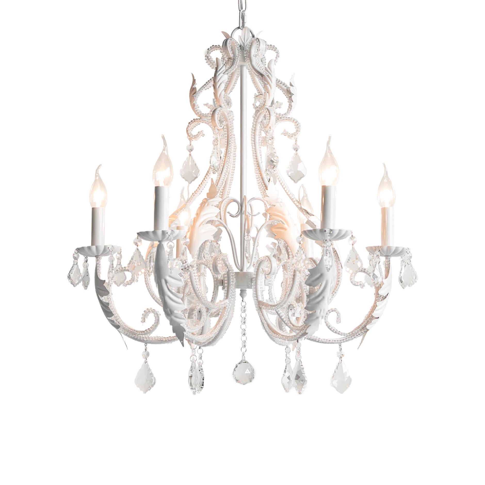 Chandelier With Candle Holder And Crystal Bead Pendant