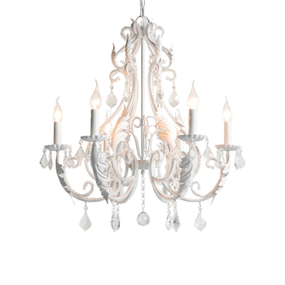 Chandelier With Candle Holder And Crystal Bead Pendant