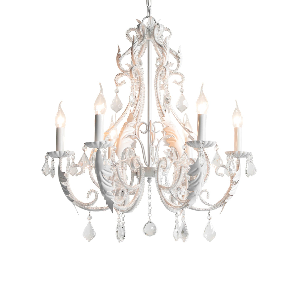 Chandelier With Candle Holder And Crystal Bead Pendant