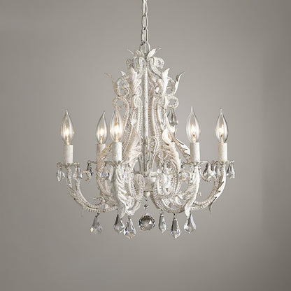 Chandelier With Candle Holder And Crystal Bead Pendant