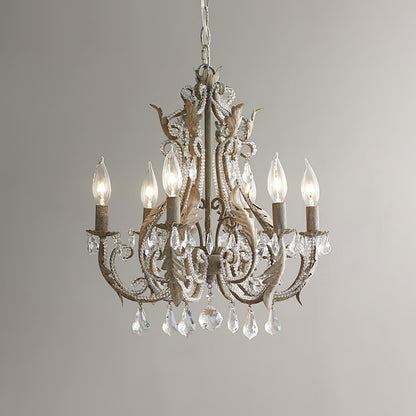Chandelier With Candle Holder And Crystal Bead Pendant