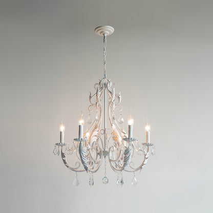 Chandelier With Candle Holder And Crystal Bead Pendant