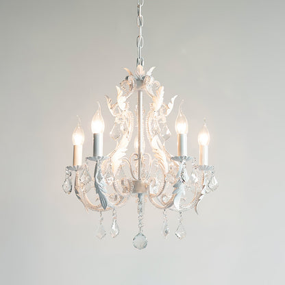 Chandelier With Candle Holder And Crystal Bead Pendant