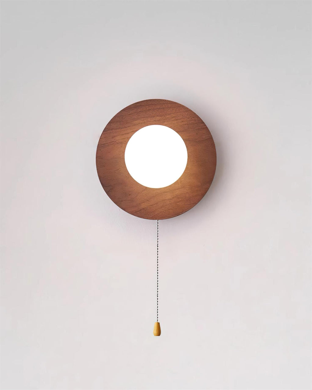 Glass Shade G9 Socket Hardwired Damp Rated Walnut Wood Wall Light
