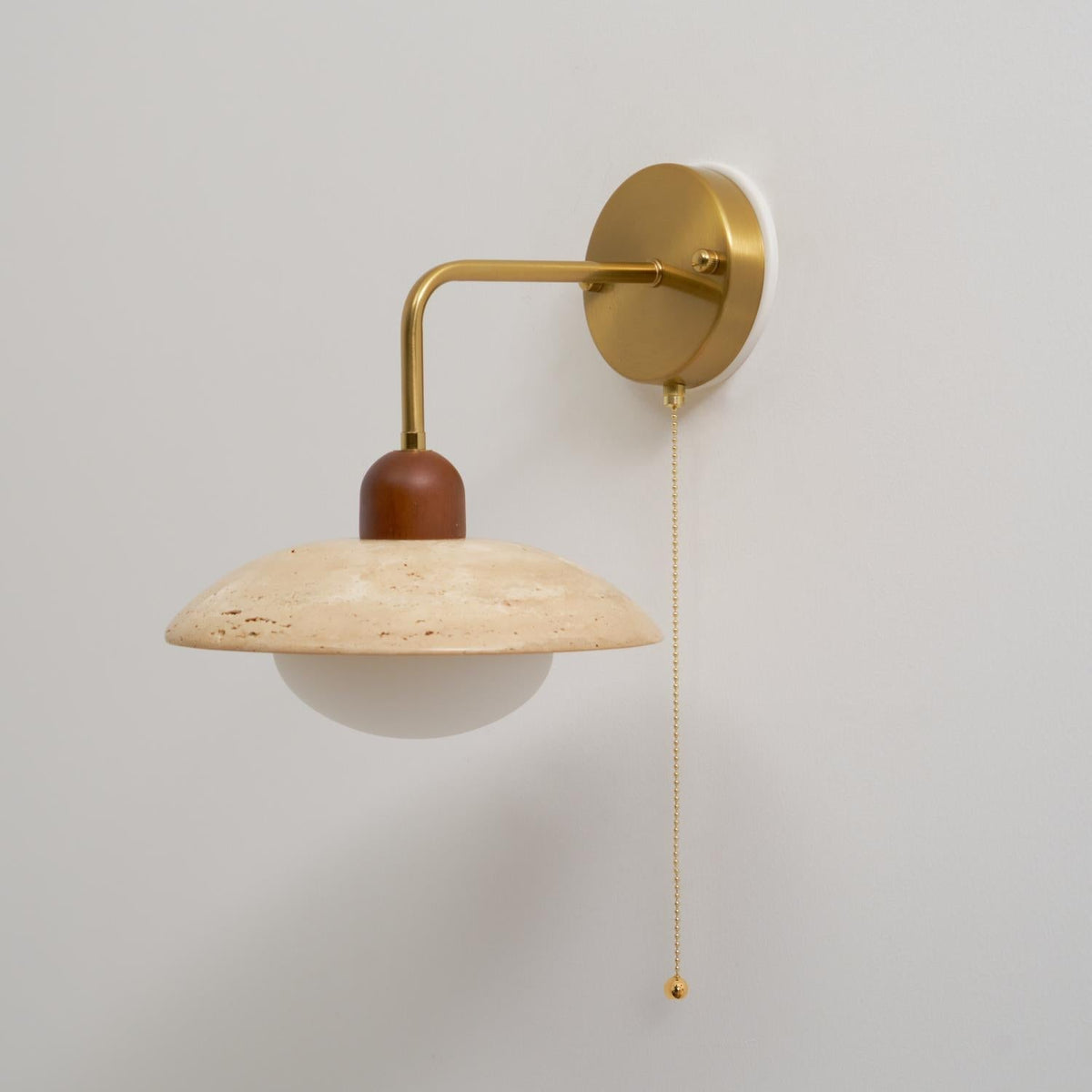 Wall Light Hardwired Travertine With Wood And Metal