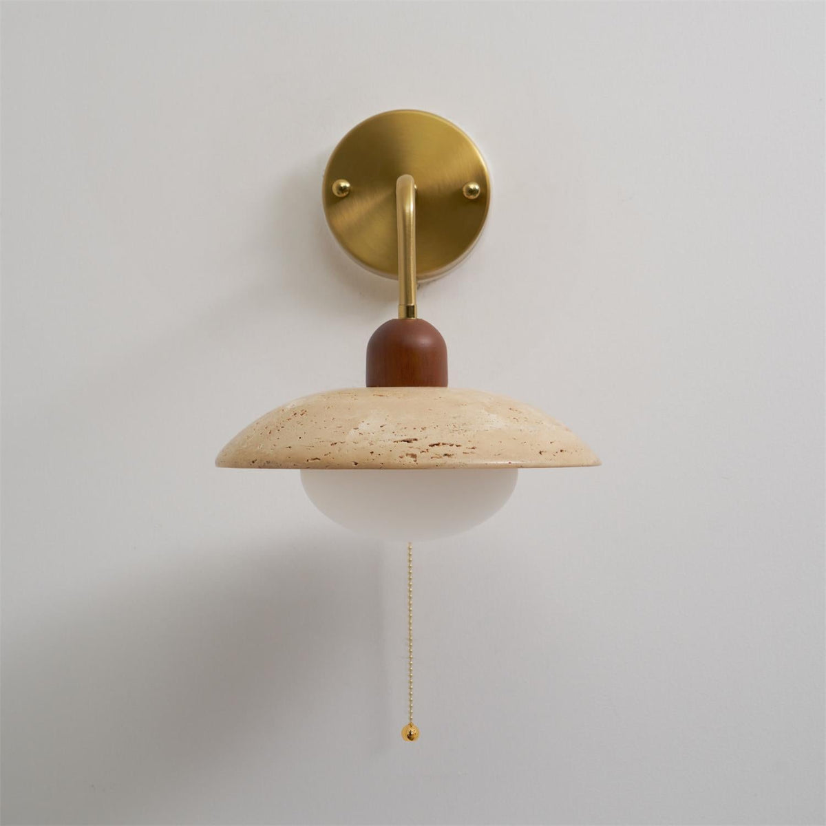 Wall Light Hardwired Travertine With Wood And Metal