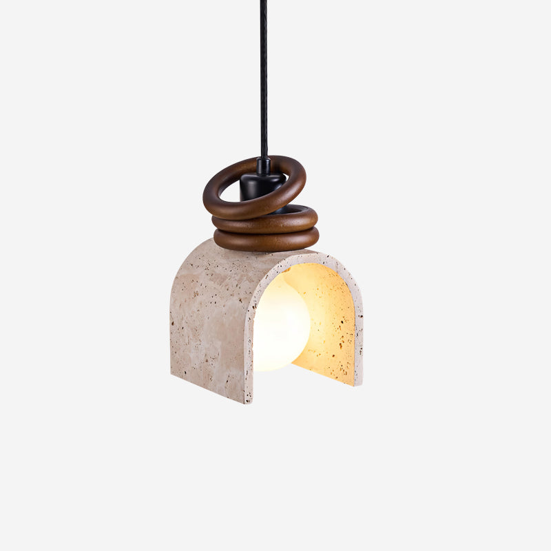 Warm Glow Arched Travertine Pendant Light