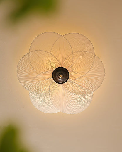 Gold And Walnut Floral Inspired Dimmable Flush Mount Ceiling Light