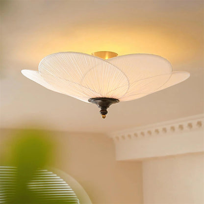 Gold And Walnut Floral Inspired Dimmable Flush Mount Ceiling Light