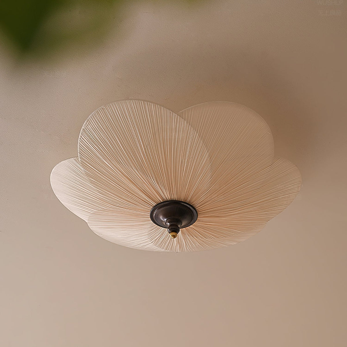 Gold And Walnut Floral Inspired Dimmable Flush Mount Ceiling Light