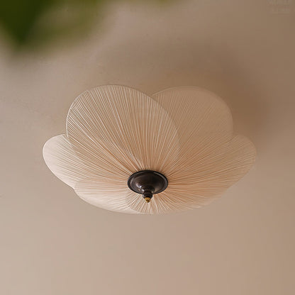 Gold And Walnut Floral Inspired Dimmable Flush Mount Ceiling Light