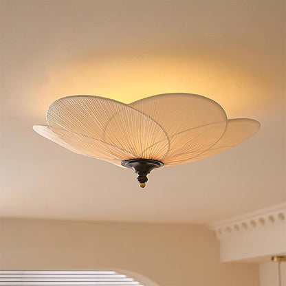 Gold And Walnut Floral Inspired Dimmable Flush Mount Ceiling Light
