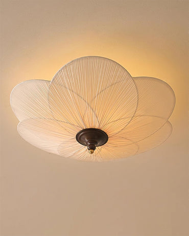 Gold And Walnut Floral Inspired Dimmable Flush Mount Ceiling Light