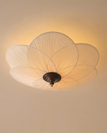 Gold And Walnut Floral Inspired Dimmable Flush Mount Ceiling Light