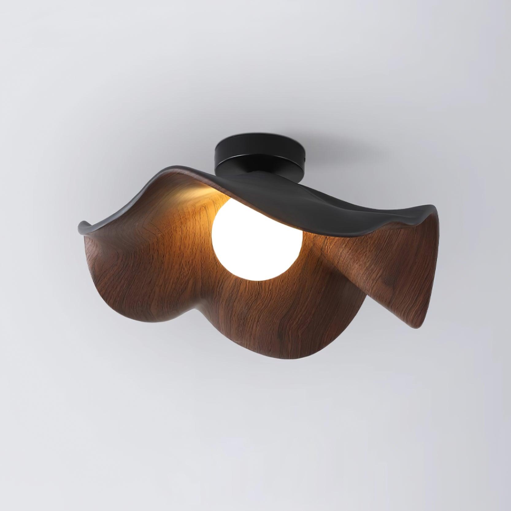 Ceiling Light With Black And White Finish Wood Grain
