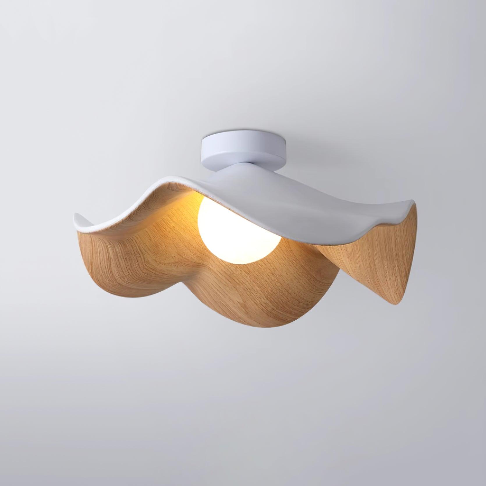 Ceiling Light With Black And White Finish Wood Grain