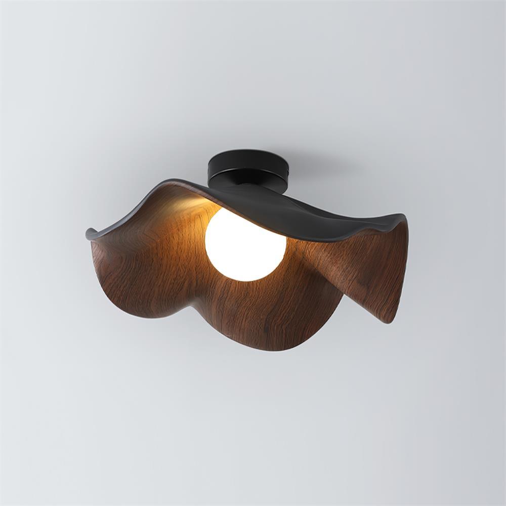 Ceiling Light With Black And White Finish Wood Grain