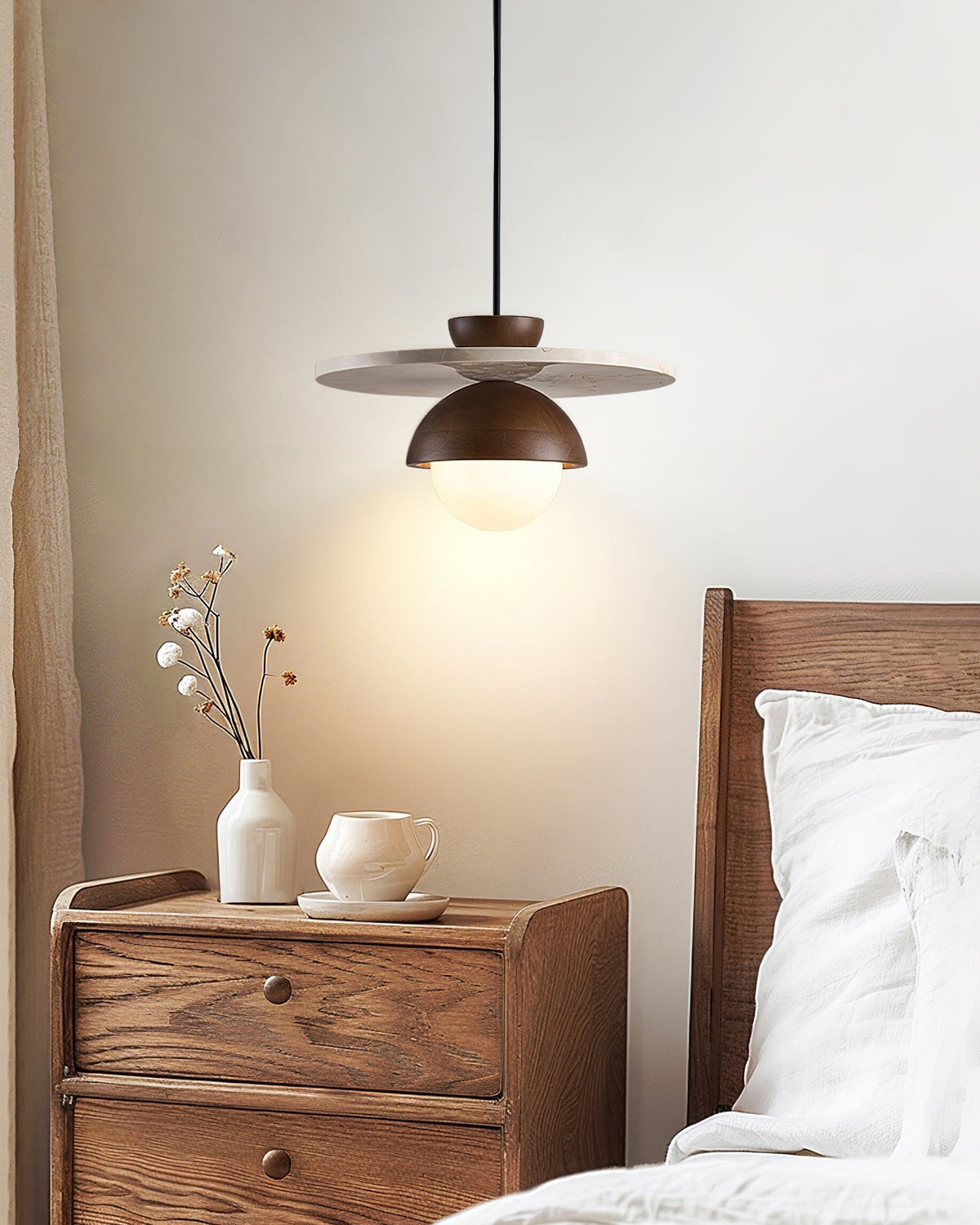 Pendant Lamp With Warm Ambience Layered Travertine