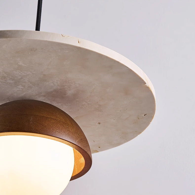 Pendant Lamp With Warm Ambience Layered Travertine