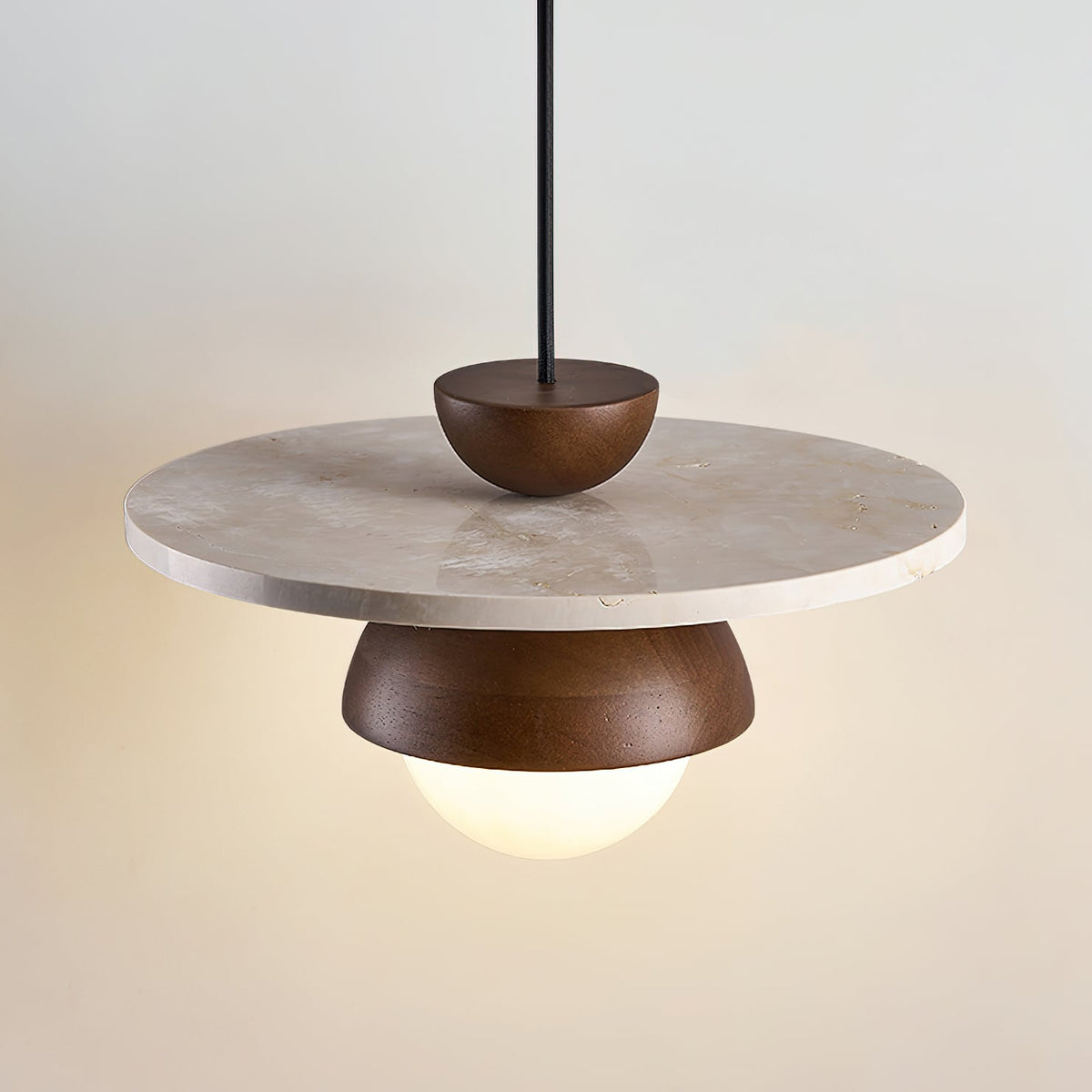 Pendant Lamp With Warm Ambience Layered Travertine