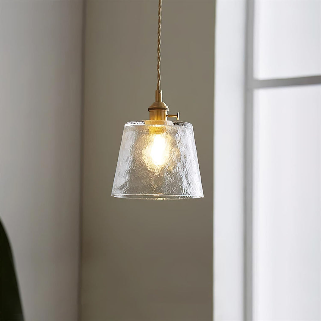 Textured Shade Brass Glass Pendant Lamp