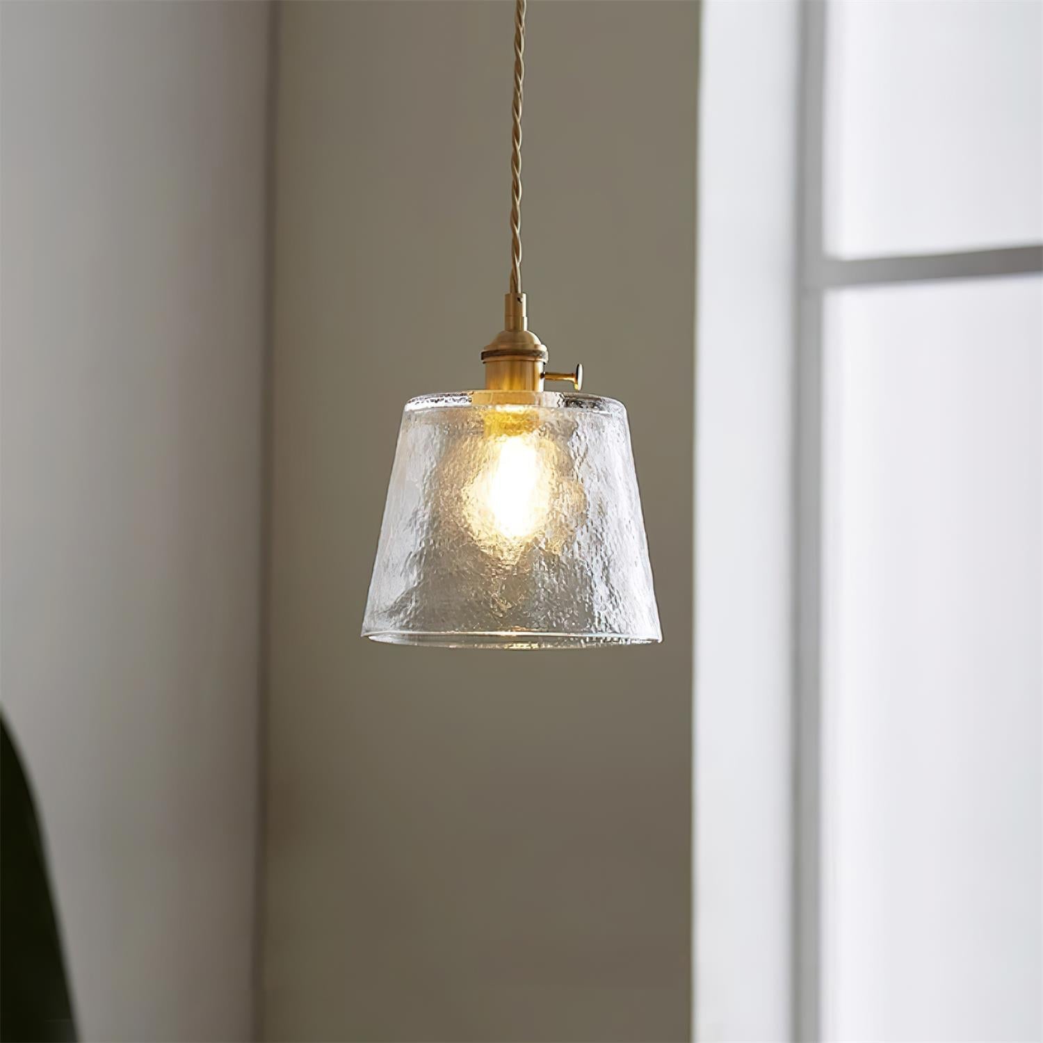 Textured Shade Brass Glass Pendant Lamp