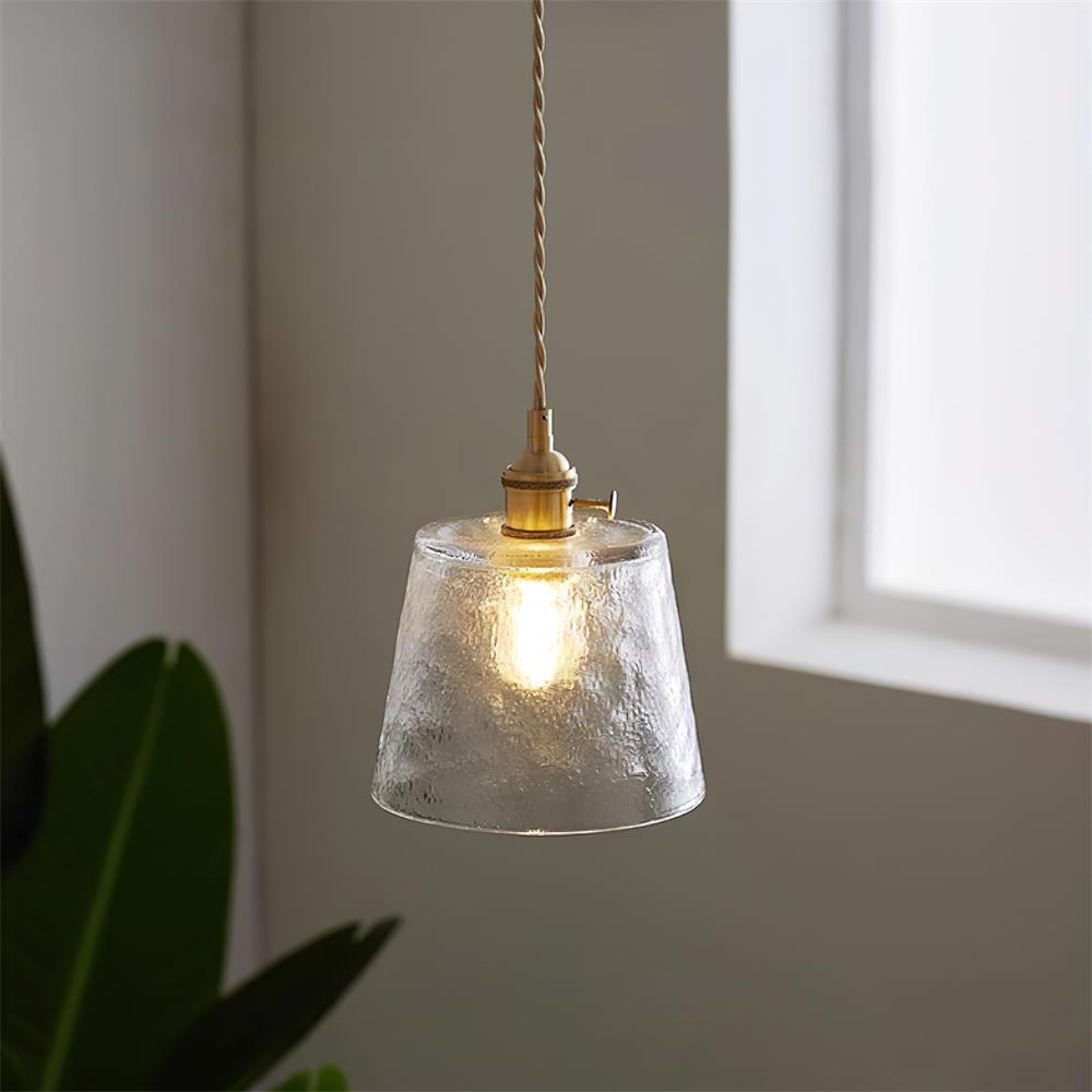 Textured Shade Brass Glass Pendant Lamp