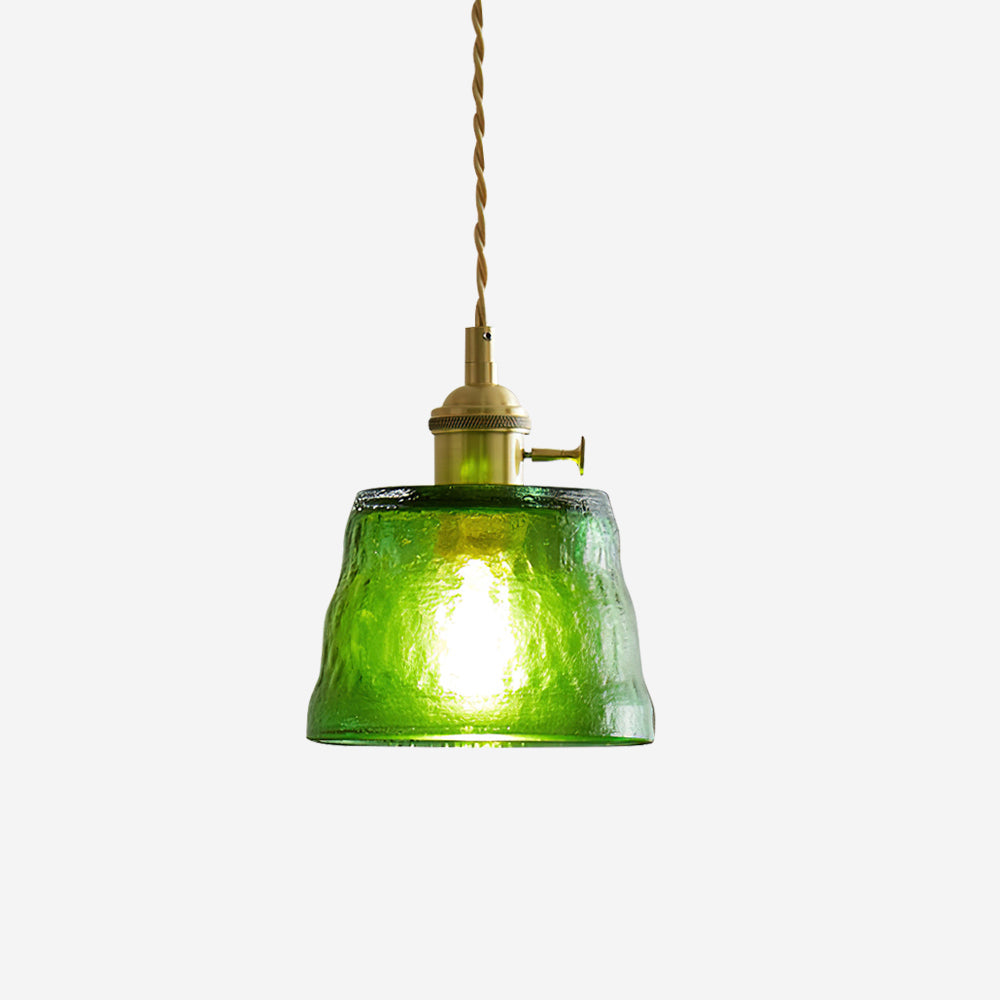 Textured Shade Brass Glass Pendant Lamp