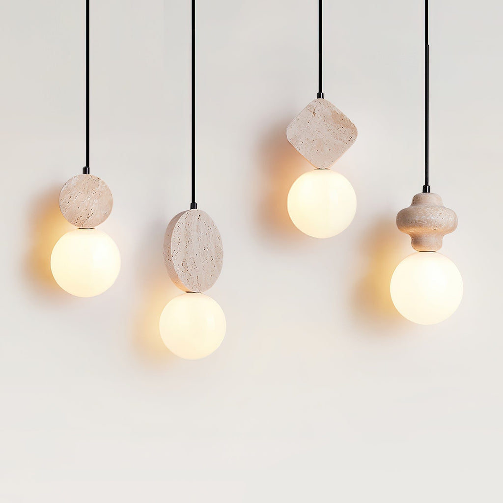 Pendant Light For Warm Ambience Geometric Travertine