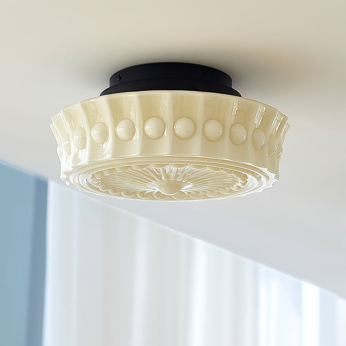 Modern Farmhouse Glass Ceiling Light With Horizon Touch