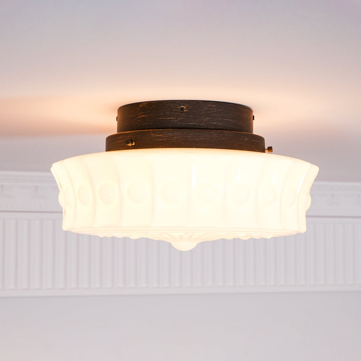 Modern Farmhouse Glass Ceiling Light With Horizon Touch