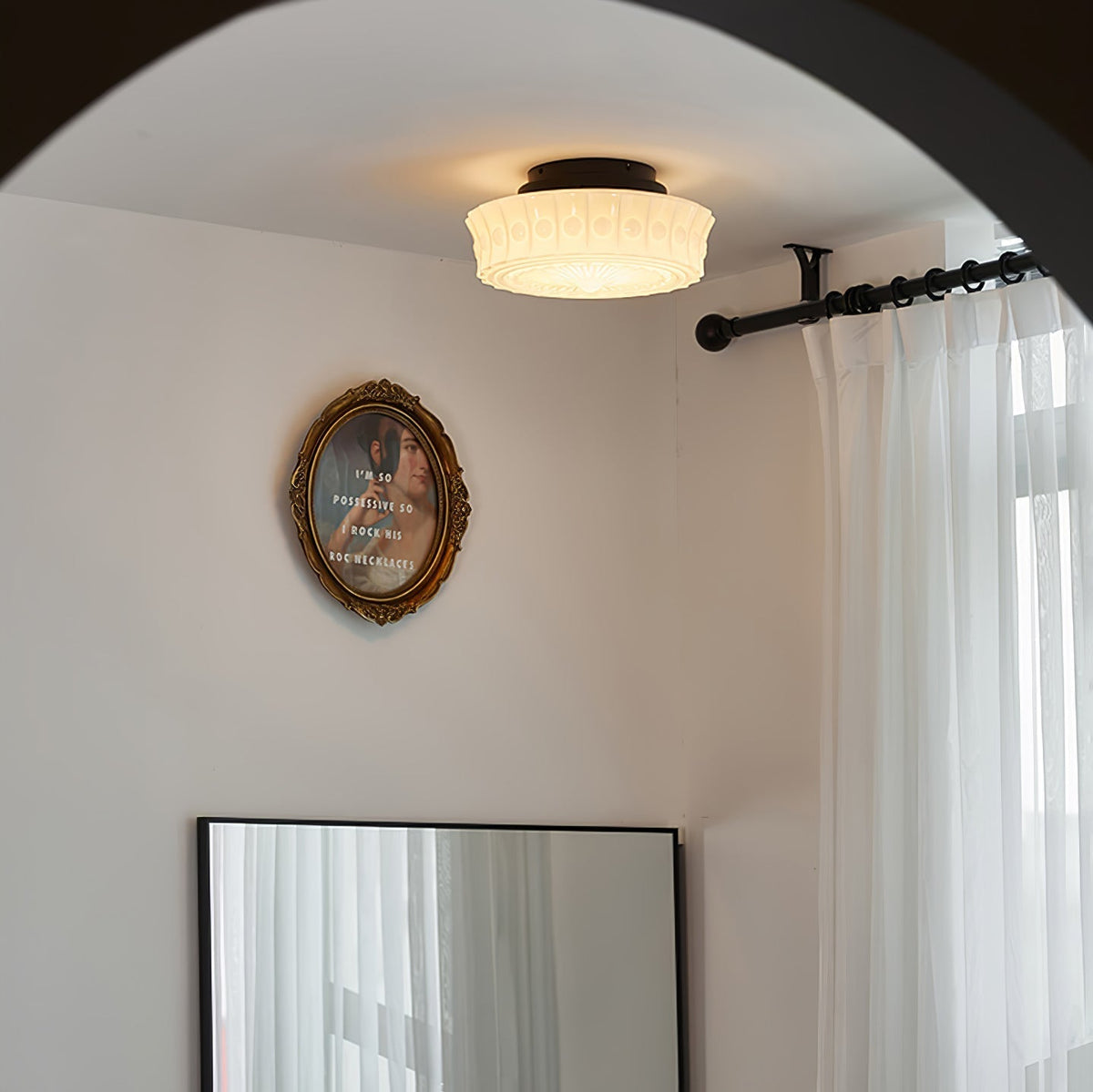 Modern Farmhouse Glass Ceiling Light With Horizon Touch