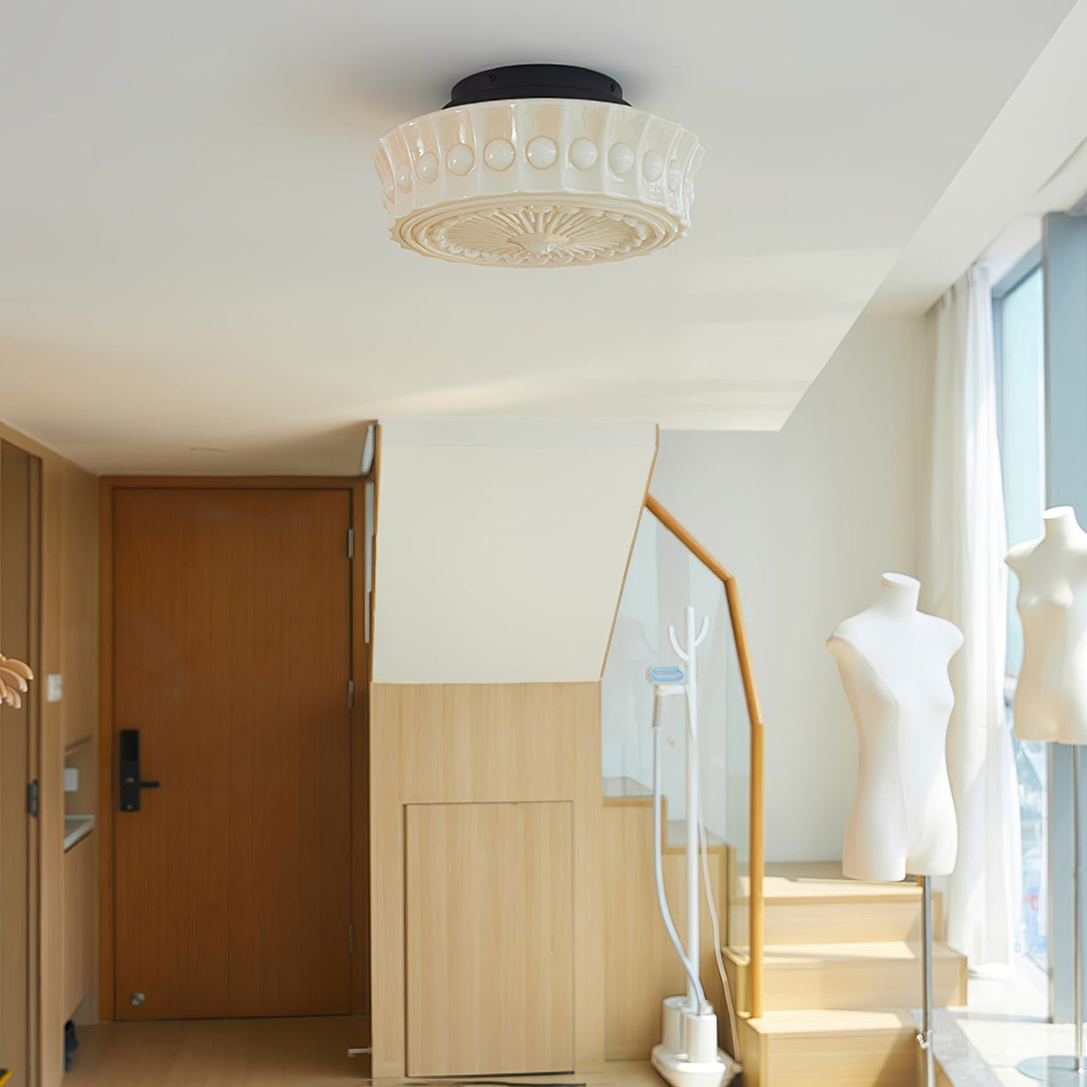 Modern Farmhouse Glass Ceiling Light With Horizon Touch