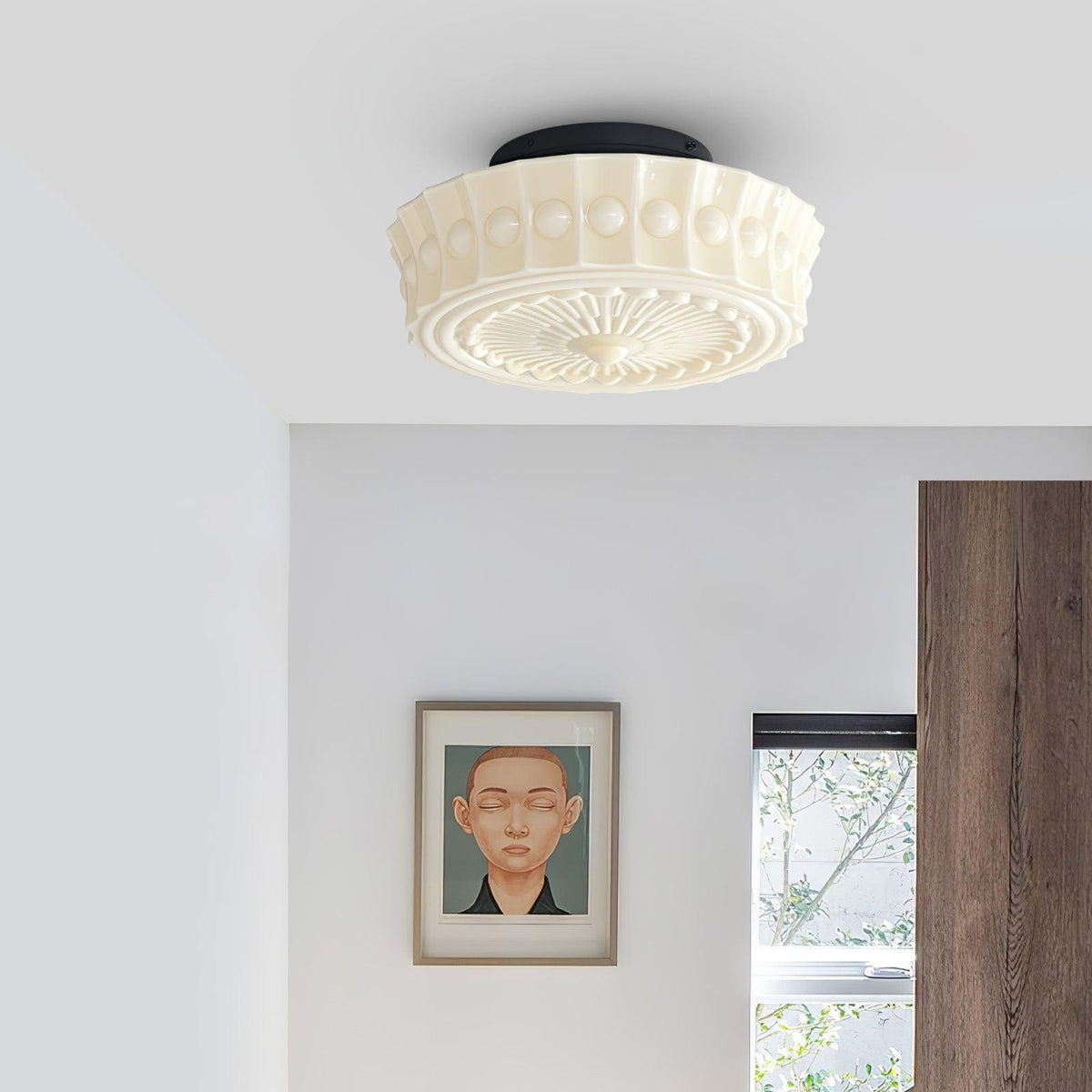 Modern Farmhouse Glass Ceiling Light With Horizon Touch